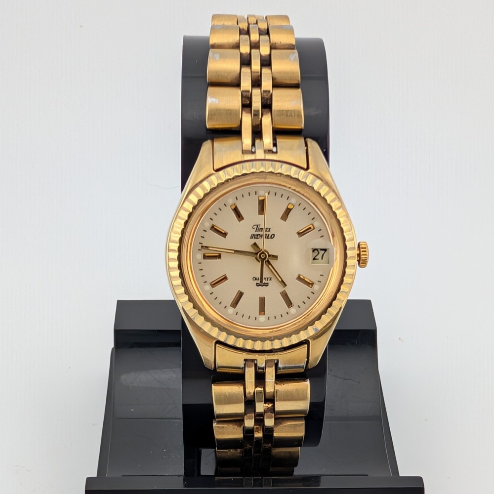 Timex Women's Gold Tone Bracelet Watch with Cream Dial